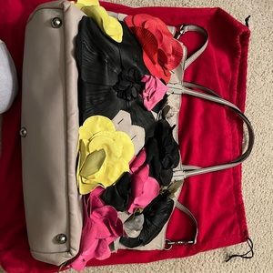 Valentino Lamb Leather large tote with lamb leather flowers.